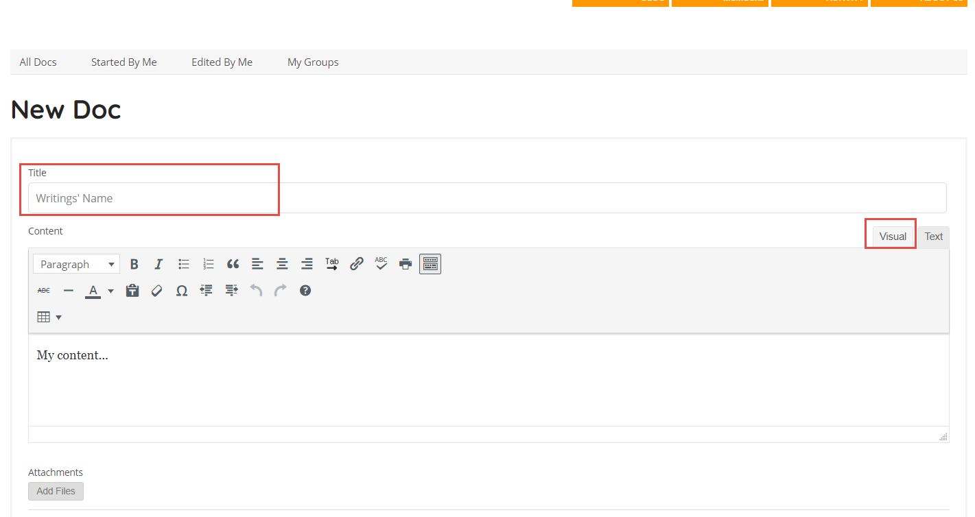 Create New Doc Page