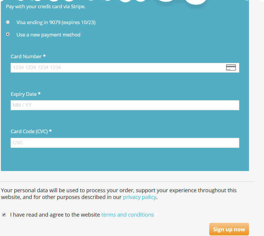 Checkout page